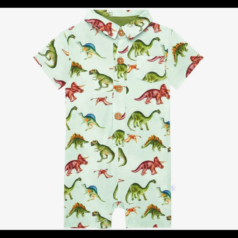 POSH PEANUT SHORT SLEEVE COLLARED HENLEY ROMPER- never worn!